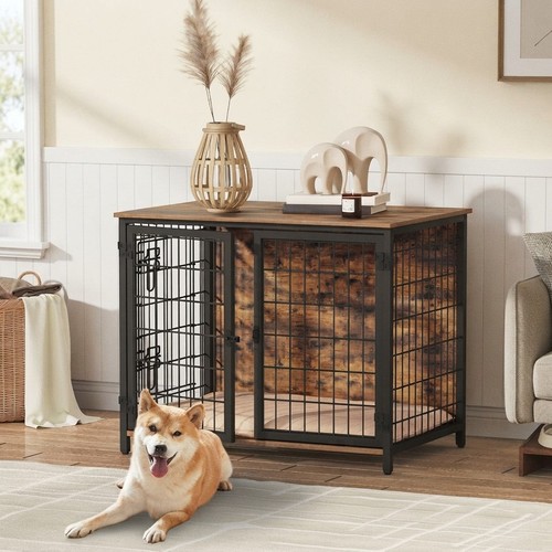 Rustic brown dog crate - rustic,