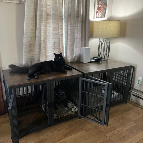 Retro wooden dog crate - dog,