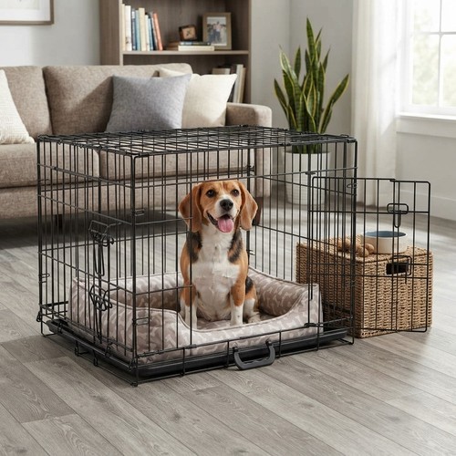 Portable door dog crate with - crate,